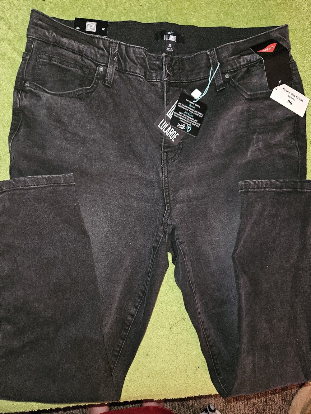 LuLaRoe Womens Skinny Jeans Size 36 36X30 Original Denim Eclipse Wash Black NWT